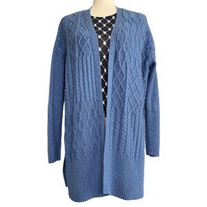 Chico’s Cable Knit Sweater Cardigan XL 3 Wool Cashmere Coastal Fisherman Preppy